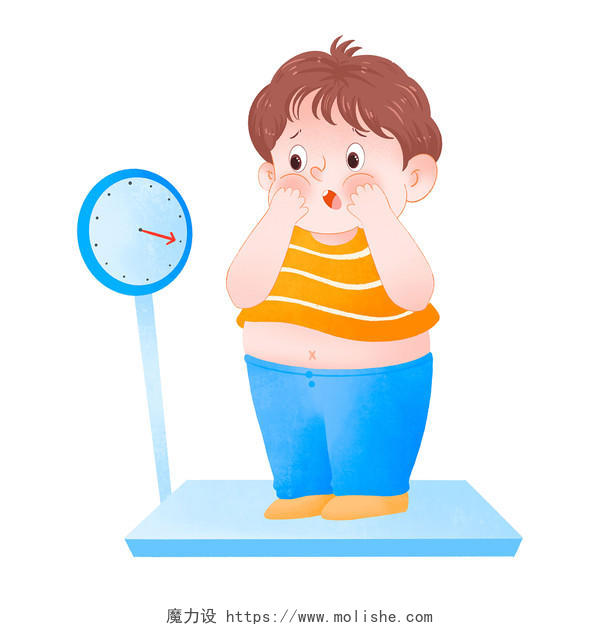 体重秤吃惊肥胖的困扰元素长胖减肥运动节食脂肪惊讶PNG素材健康